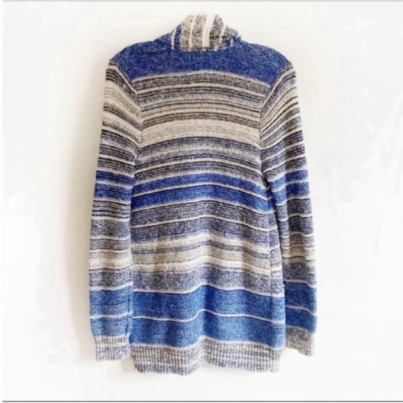 Lucky Brand cardigan blue and white striped knit sweater open front - Picture 8 of 8